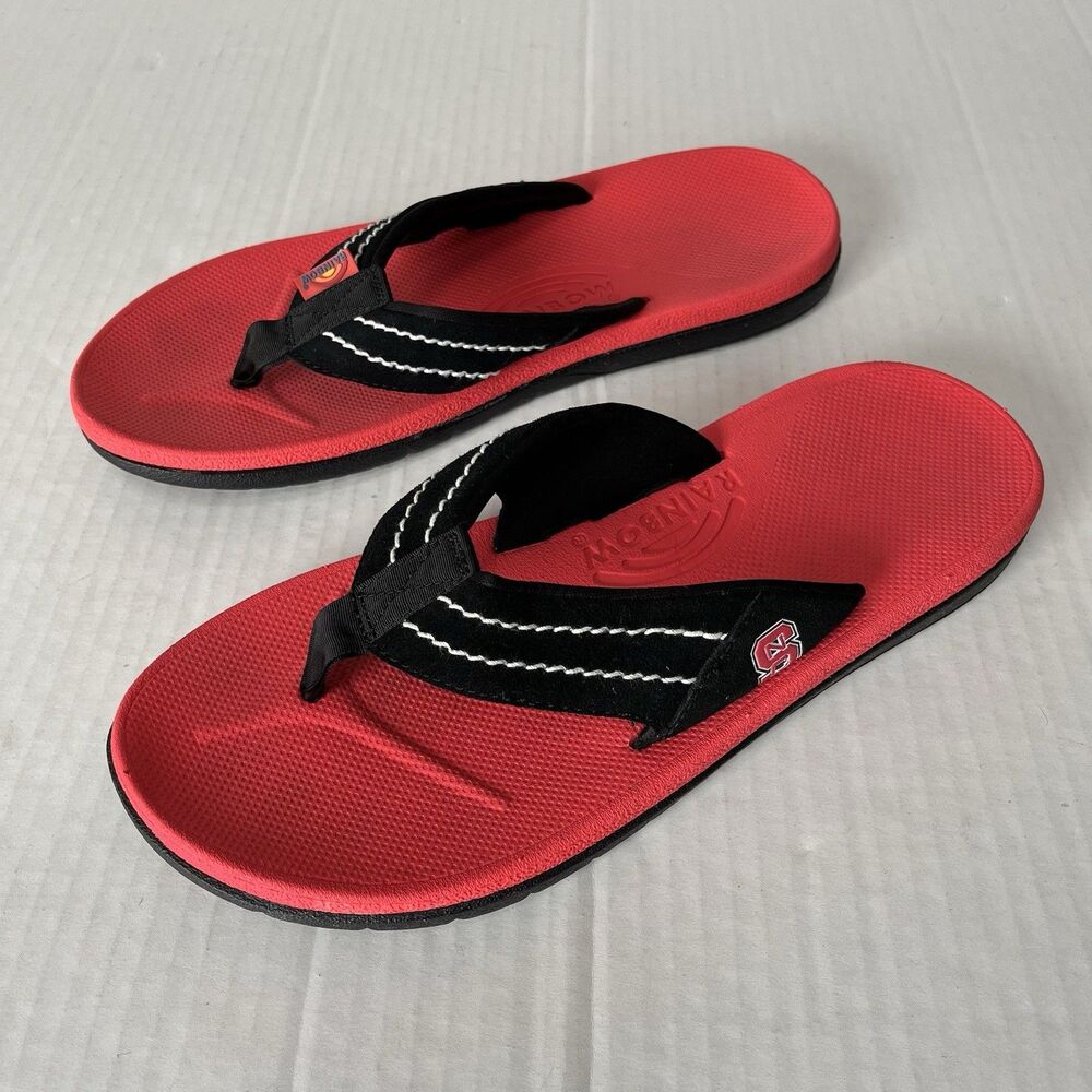 Rainbow East Cape Flip Flops Molded Rubber Slip On Comfort Sandals NCSU Mens 11 - Picture 2 of 16